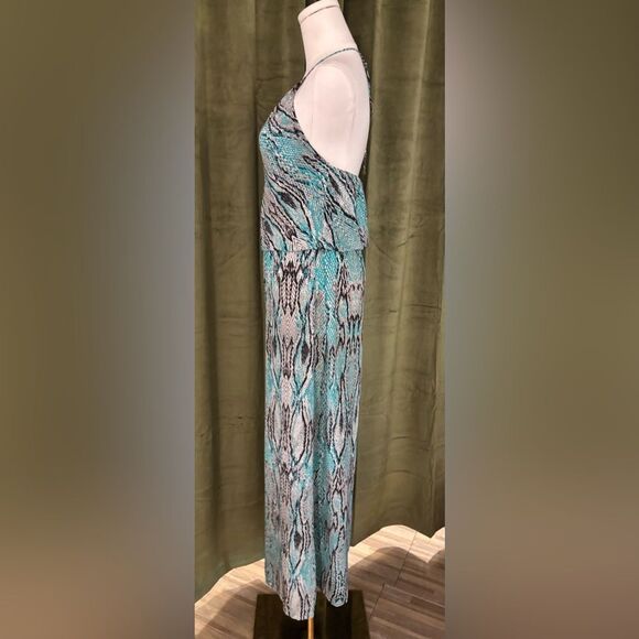 VIX Paula Hermanny 100% silk Stylish  teal Snake Print Jumpsuit, XS - Picture 2 of 9